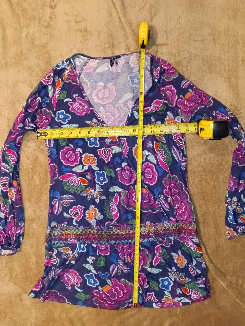 One September Floral Tunic Style Long Sleeve Top in Purple - Picture 4 of 5